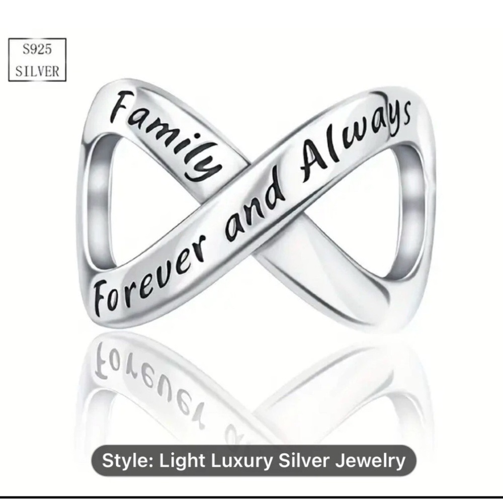 New Authentic S925 Sterling Silver "Family Forever” Unlimited Love Charm Bead